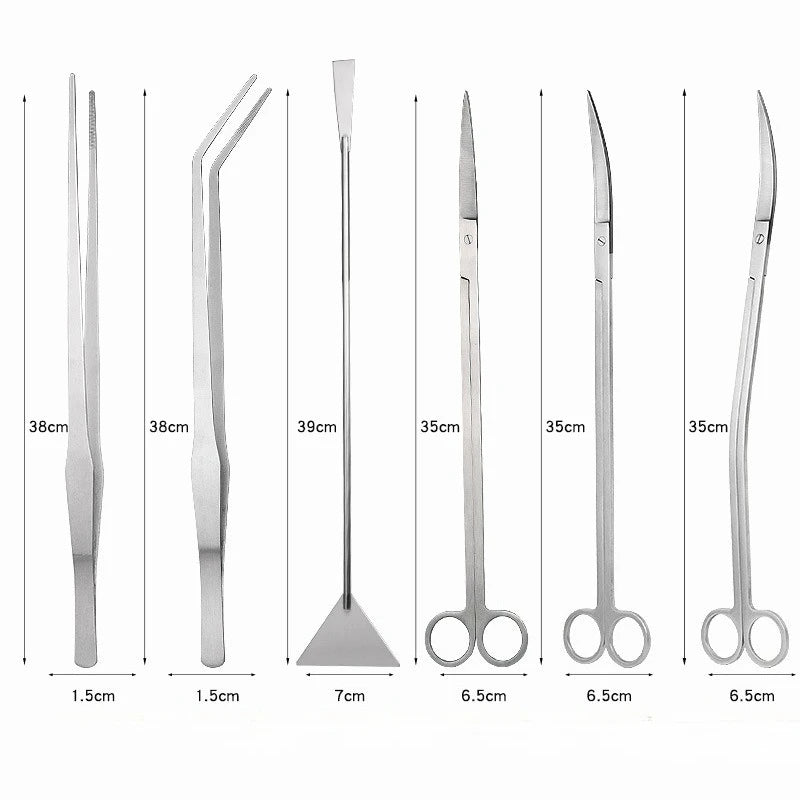 Juego de herramientas para plantas acuáticas de 35 cm/38 cm, tijeras, aplanador de arena y podador de plantas acuáticas para mantenimiento de peceras.