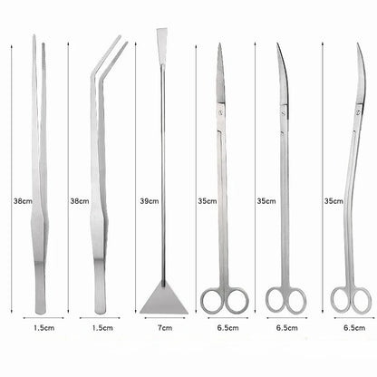 Juego de herramientas para plantas acuáticas de 35 cm/38 cm, tijeras, aplanador de arena y podador de plantas acuáticas para mantenimiento de peceras.