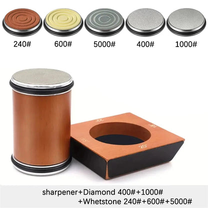 Kit de afilador de cuchillos de 4 ángulos con rodillo de filo recto y piedra de afilar de diamante industrial.