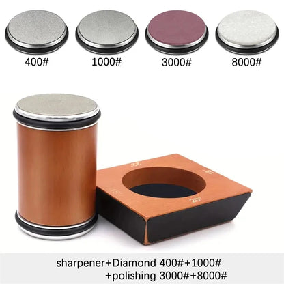 Kit de afilador de cuchillos de 4 ángulos con rodillo de filo recto y piedra de afilar de diamante industrial.