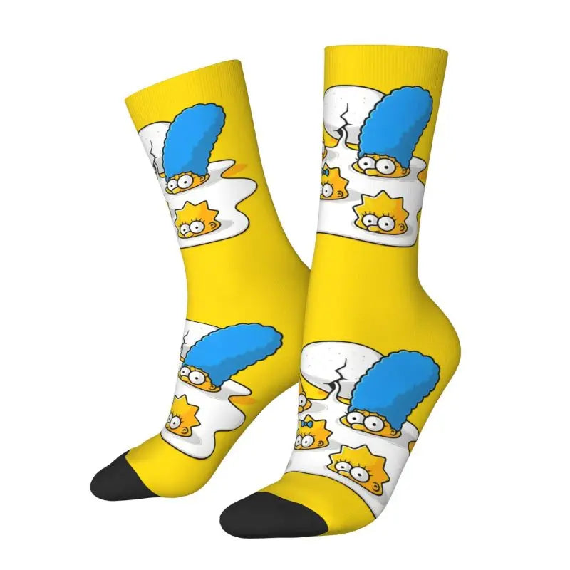 Calcetines personalizados divertidos de Los Simpson Maggie para mujer y hombre, elásticos, para verano, otoño e invierno.