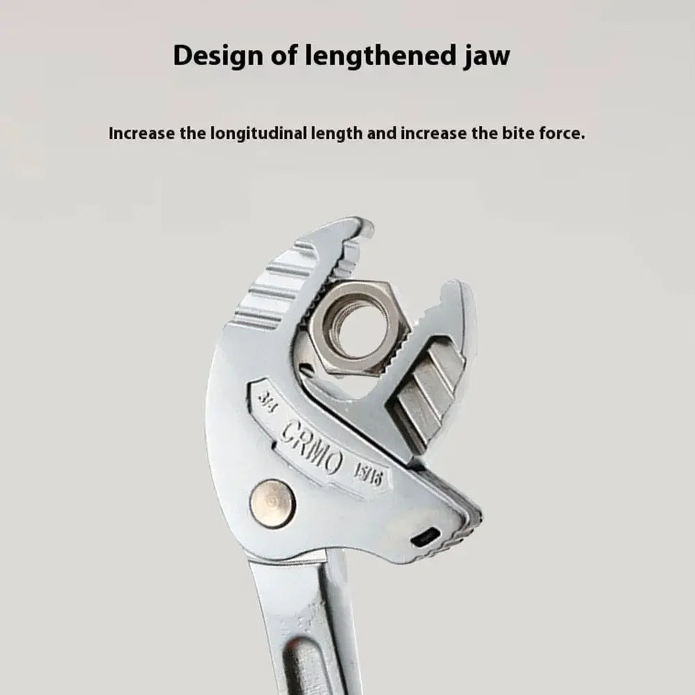 Llave de garra de cangrejo industrial de alta resistencia con trinquete autoajustable y mordaza ancha para la fabricación de tuberías de automoción.