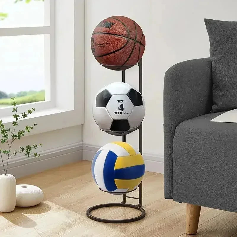 Soporte de metal para balones de fútbol, baloncesto, voleibol.
