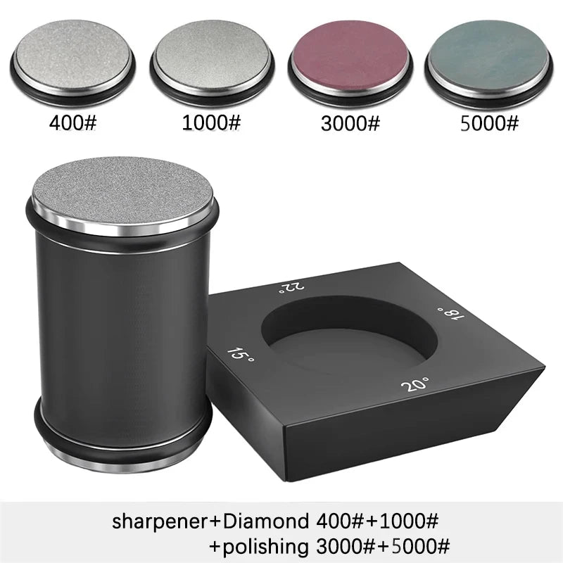 Kit de afilador de cuchillos de 4 ángulos con rodillo de filo recto y piedra de afilar de diamante industrial.