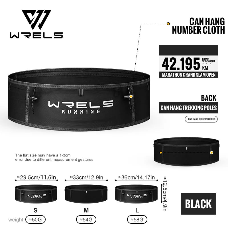 Riñonera WRELS multifuncional invisible para correr, gran capacidad, transpirable, ideal para maratón y triatlón.