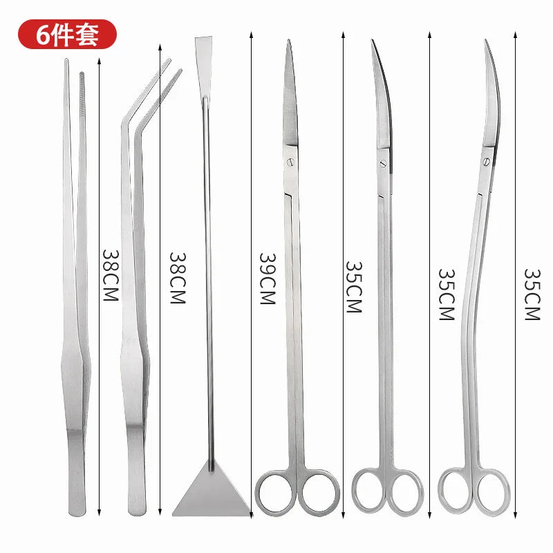 Juego de herramientas para plantas acuáticas de 35 cm/38 cm, tijeras, aplanador de arena y podador de plantas acuáticas para mantenimiento de peceras.