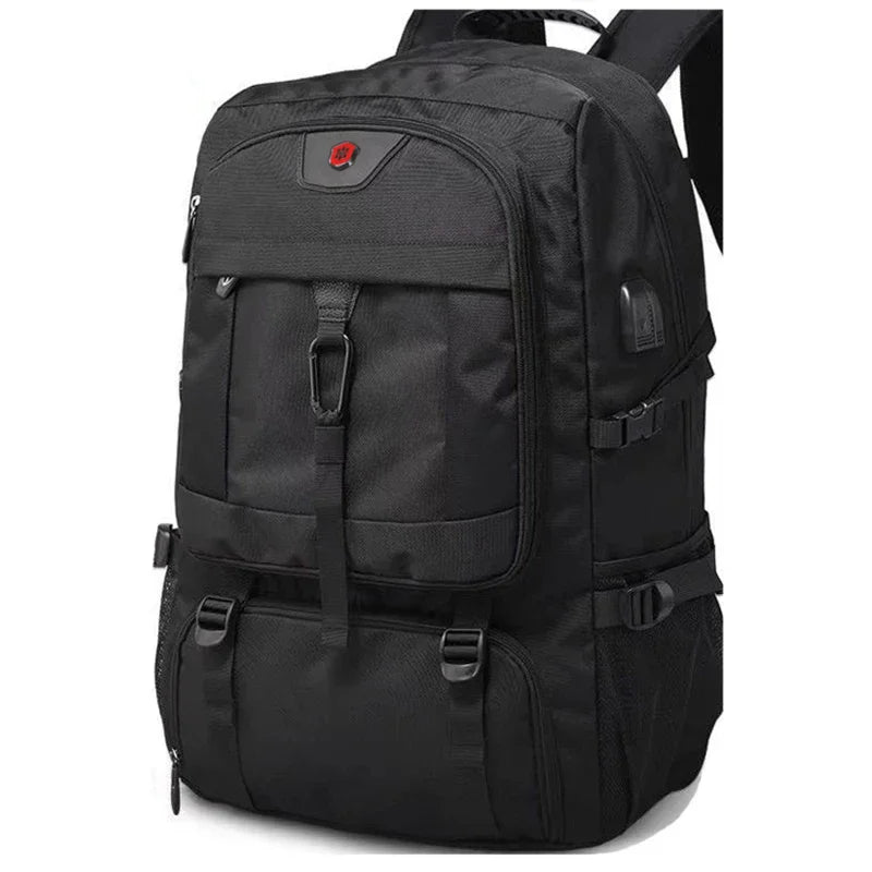 Mochila de viaje grande para hombre, 50 l y 80 l, con compartimento independiente para zapatos, ideal para deportes al aire libre, impermeable, color negro.