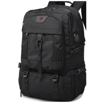 Mochila de viaje grande para hombre, 50 l y 80 l, con compartimento independiente para zapatos, ideal para deportes al aire libre, impermeable, color negro.