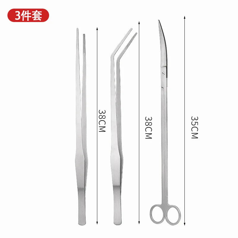 Juego de herramientas para plantas acuáticas de 35 cm/38 cm, tijeras, aplanador de arena y podador de plantas acuáticas para mantenimiento de peceras.