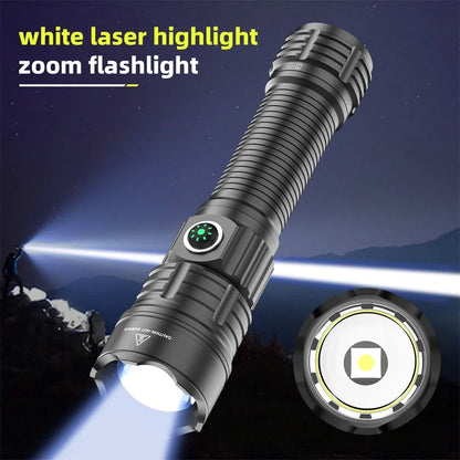 Linterna láser blanca de 2000 lúmenes con zoom, recargable por USB-C
