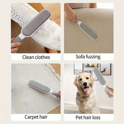 Quitapelos de mascotas de doble cara, cepillo electrostático manual para pelusas, ideal para gatos, ropa, sofás, muebles y limpieza de alfombras.