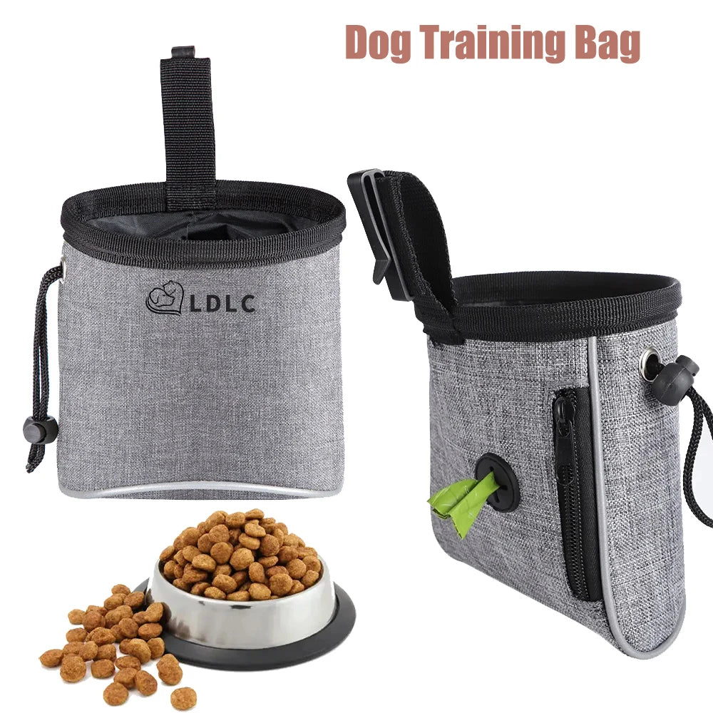 Bolsa de entrenamiento para perros con dispensador de bolsas para excrementos incorporado.
