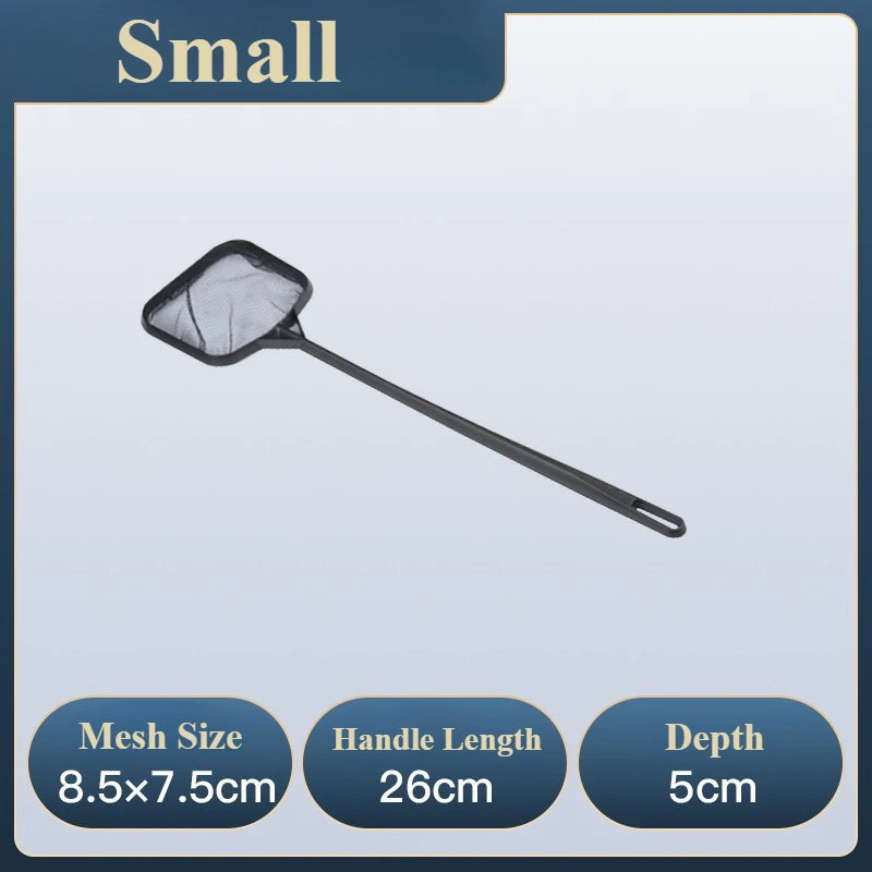 Red de pesca portátil de mango largo cuadrada, accesorios para acuario, red de pesca, red de cuchara, red de alta calidad para pecera, 3 tamaños