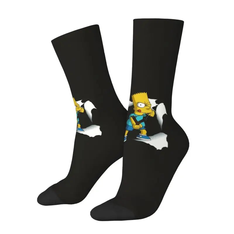Calcetines personalizados divertidos de Los Simpson Maggie para mujer y hombre, elásticos, para verano, otoño e invierno.