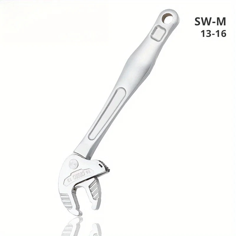 Llave de garra de cangrejo industrial de alta resistencia con trinquete autoajustable y mordaza ancha para la fabricación de tuberías de automoción.