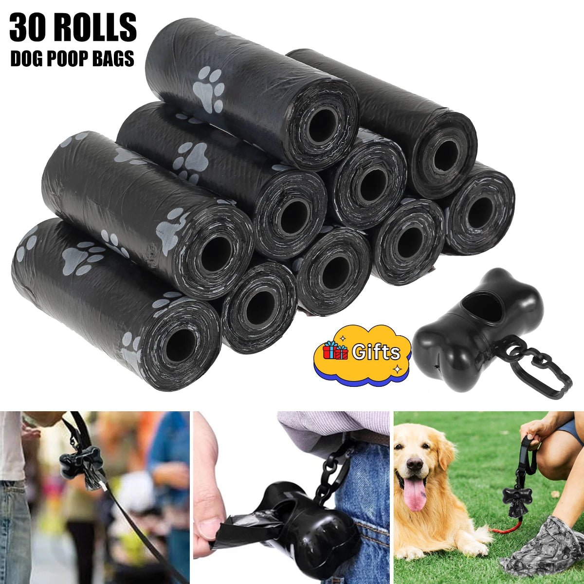 Bolsas para excrementos de perro (10/50 rollos) para exteriores, ecológicas.
