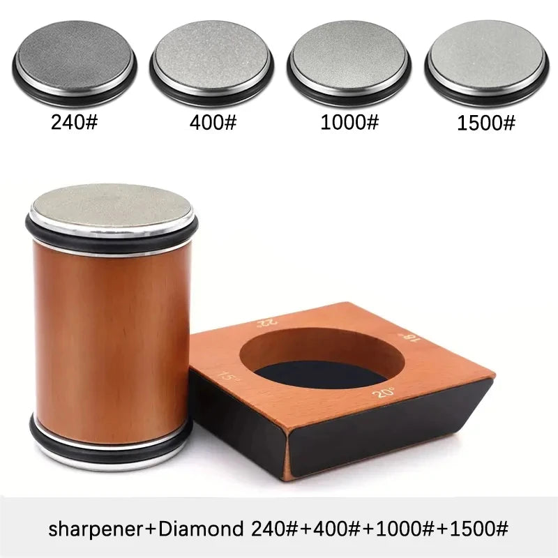 Kit de afilador de cuchillos de 4 ángulos con rodillo de filo recto y piedra de afilar de diamante industrial.