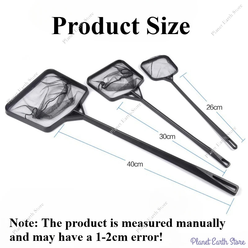 Red de pesca portátil de mango largo cuadrada, accesorios para acuario, red de pesca, red de cuchara, red de alta calidad para pecera, 3 tamaños