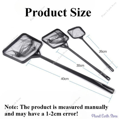 Red de pesca portátil de mango largo cuadrada, accesorios para acuario, red de pesca, red de cuchara, red de alta calidad para pecera, 3 tamaños