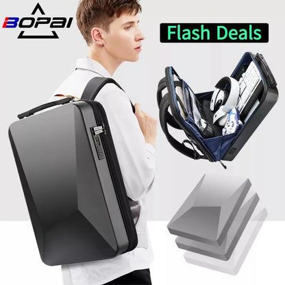Mochila BOPAI para portátil de 17,3 pulgadas, antirrobo, impermeable, para viajes, para hombre, con carga USB