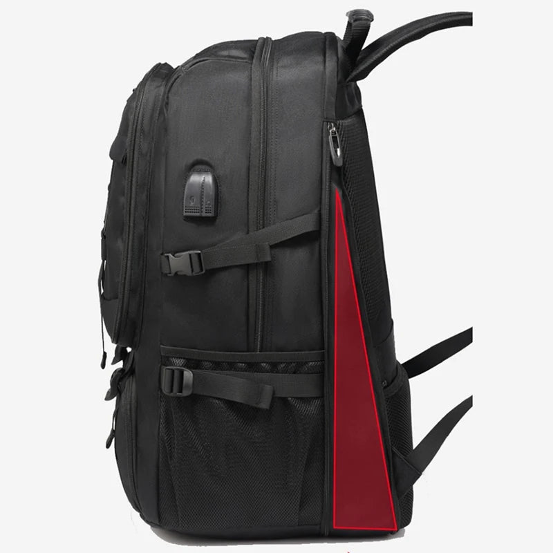 Mochila de viaje grande para hombre, 50 l y 80 l, con compartimento independiente para zapatos, ideal para deportes al aire libre, impermeable, color negro.