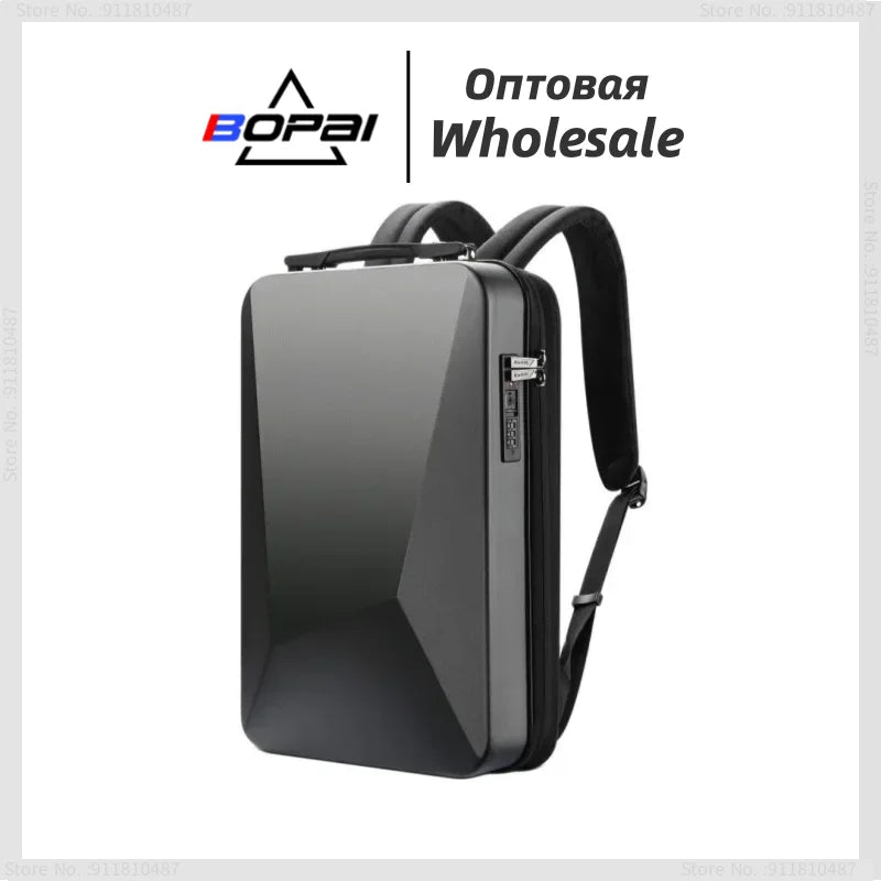 Mochila BOPAI para portátil de 17,3 pulgadas, antirrobo, impermeable, para viajes, para hombre, con carga USB