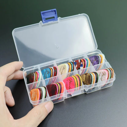 Púas para guitarra acústica/eléctrica (20, 50 y 100 unidades, celuloide, con caja de 0,46 a 0,96 mm de grosor)