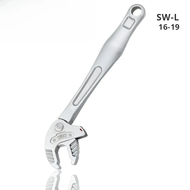 Llave de garra de cangrejo industrial de alta resistencia con trinquete autoajustable y mordaza ancha para la fabricación de tuberías de automoción.