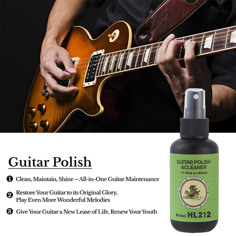 Kit de limpieza de guitarra todo en uno Diapasón Aceite de limón Pulido Limpiador de cuerdas de guitarra Para limpieza y mantenimiento de guitarras