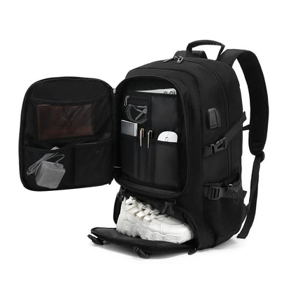 Mochila de viaje grande para hombre, 50 l y 80 l, con compartimento independiente para zapatos, ideal para deportes al aire libre, impermeable, color negro.
