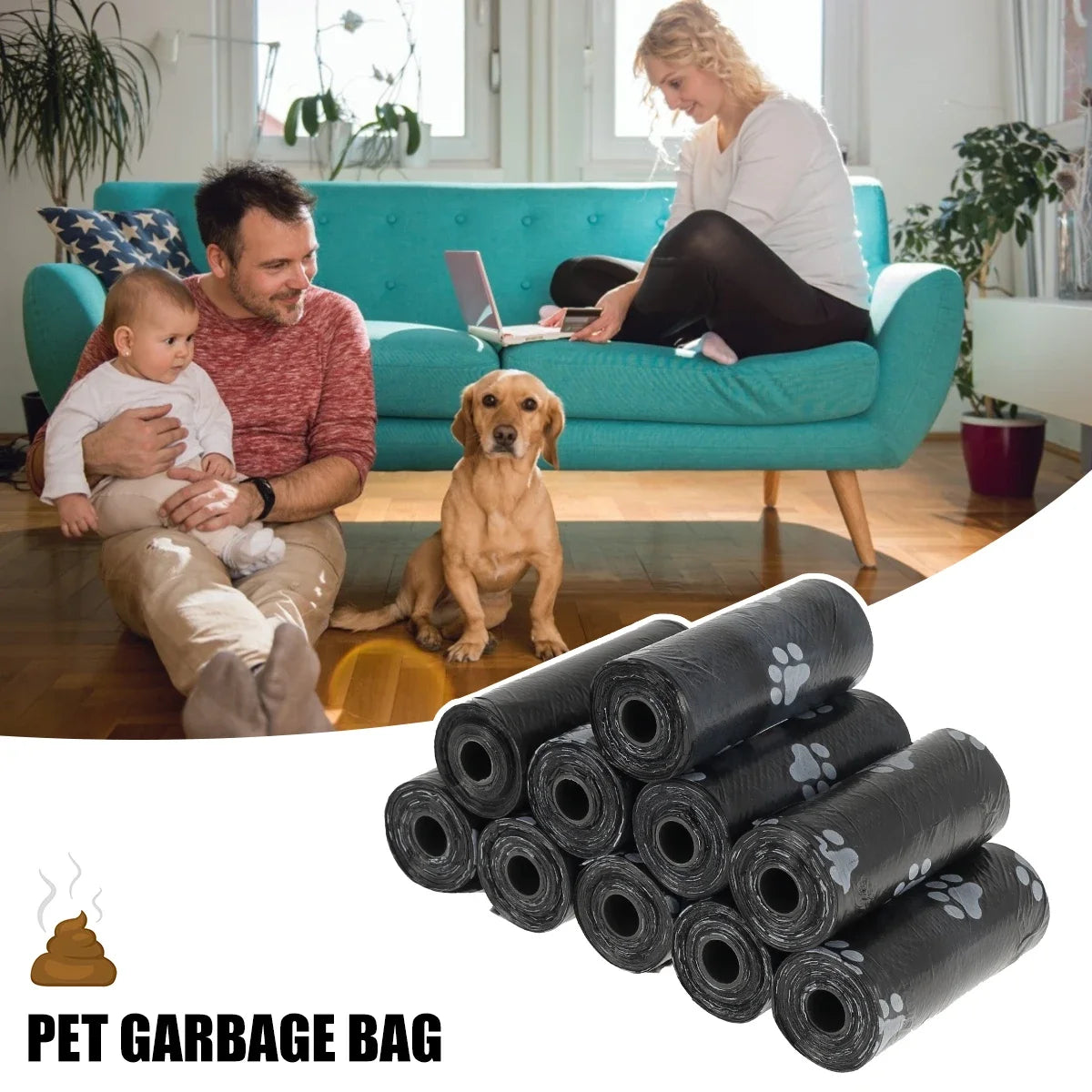 Bolsas para excrementos de perro (10/50 rollos) para exteriores, ecológicas.