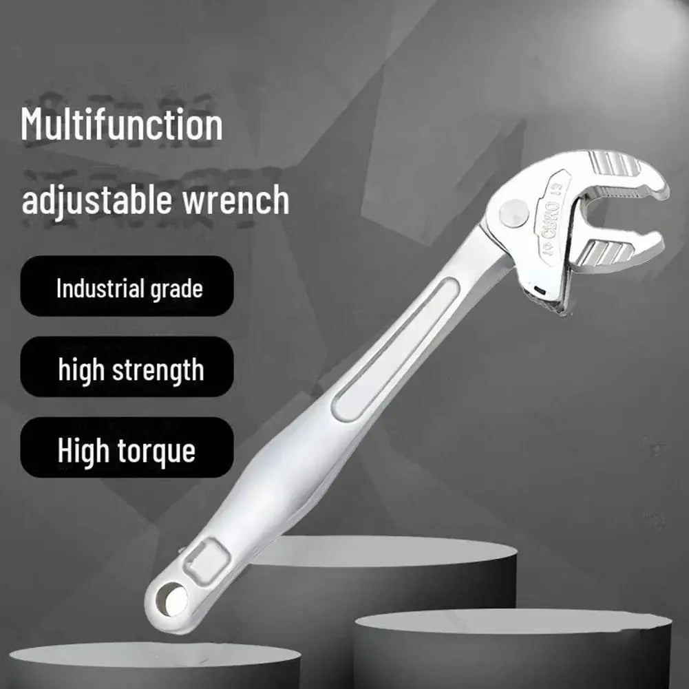 Llave de garra de cangrejo industrial de alta resistencia con trinquete autoajustable y mordaza ancha para la fabricación de tuberías de automoción.