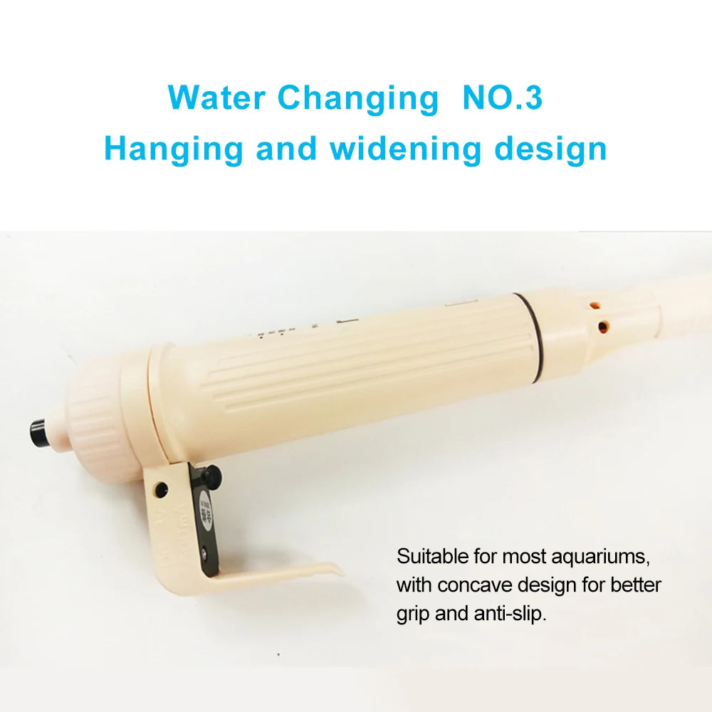 Limpiador de grava eléctrico para acuarios, limpieza de peceras con doble fuente de alimentación para una limpieza eficiente y cambio de agua de 90 grados.