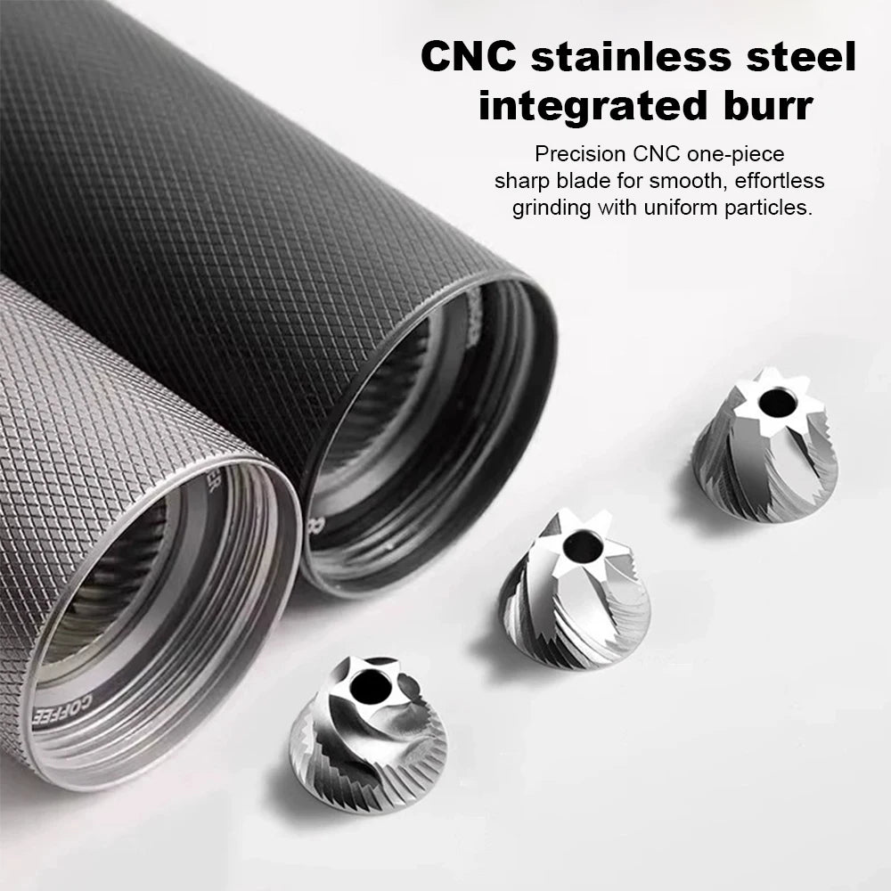 Molinillo de café manual de acero inoxidable con fresa cónica y ajuste ajustable. Molinillo de mano portátil de alta calidad.