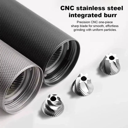 Molinillo de café manual de acero inoxidable con fresa cónica y ajuste ajustable. Molinillo de mano portátil de alta calidad.
