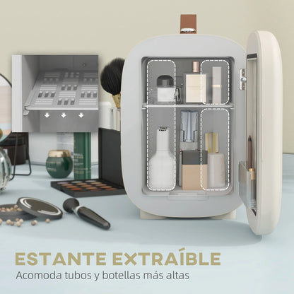 Nevera cosmética HOMCOM 4L frío-calor 20,3x26,3x28 cm crema