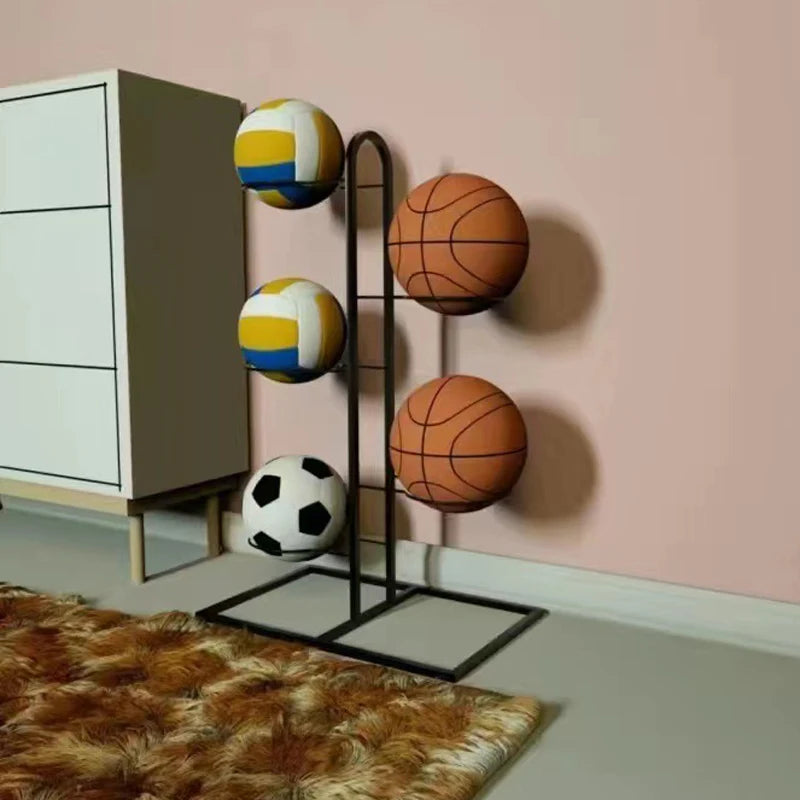 Soporte de metal para balones de fútbol, baloncesto, voleibol.