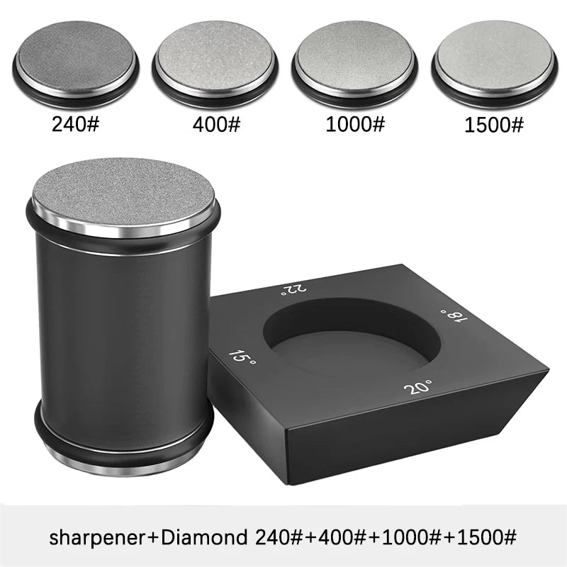Kit de afilador de cuchillos de 4 ángulos con rodillo de filo recto y piedra de afilar de diamante industrial.
