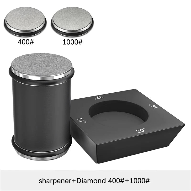 Kit de afilador de cuchillos de 4 ángulos con rodillo de filo recto y piedra de afilar de diamante industrial.