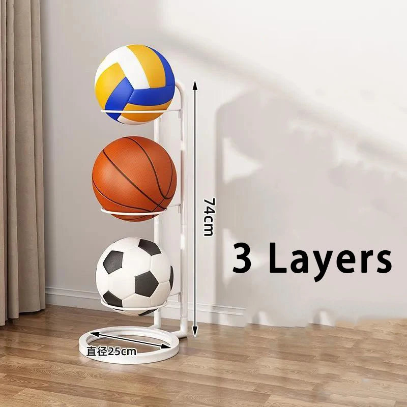Soporte de metal para balones de fútbol, baloncesto, voleibol.