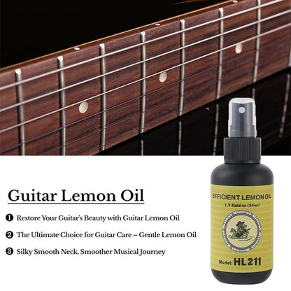 Kit de limpieza de guitarra todo en uno Diapasón Aceite de limón Pulido Limpiador de cuerdas de guitarra Para limpieza y mantenimiento de guitarras