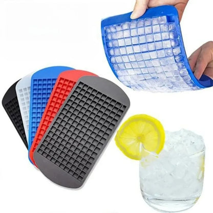 Bandeja de silicona para cubitos de hielo de 160 cavidades, plegable, reutilizable, sin BPA, para cócteles y bebidas frías.