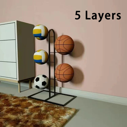 Soporte de metal para balones de fútbol, baloncesto, voleibol.