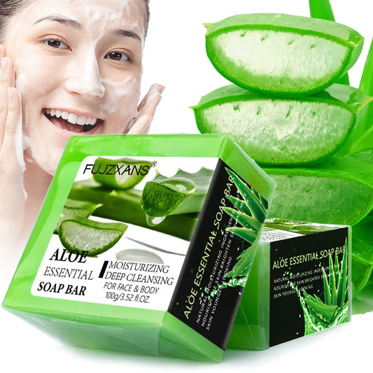 Jabón de Aloe Vera para el Rostro 100g Jabón Artesanal Hidratante para Rostro y Cuerpo con Aceite Esencial