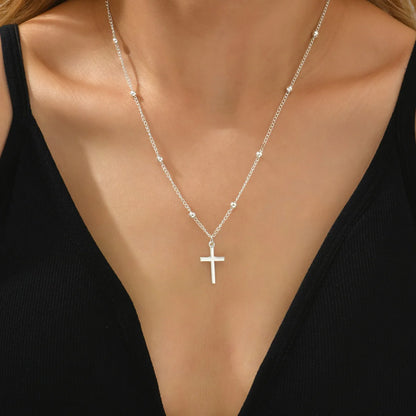 Nuevo collar de cruz de plata de ley 925
