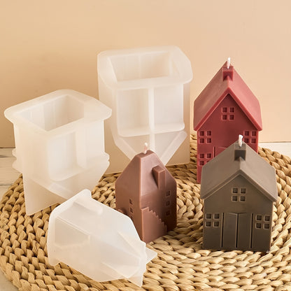 Molde de silicona para velas de casa pequeña, molde de resina de yeso hecho a mano para crear moldes perfumados.