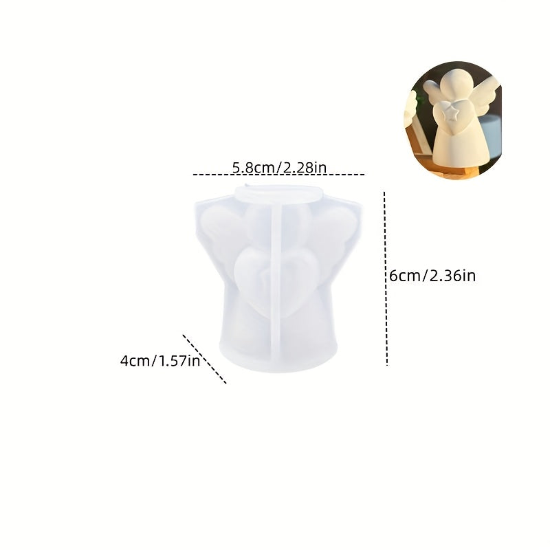 Moldes de silicona y resina para diseños de ángeles con forma de corazón en 3D, moldes para hacer velas, adornos navideños con 2 estilos para elegir.