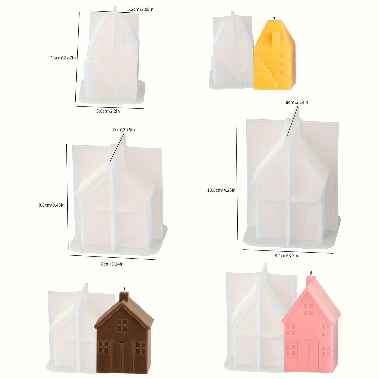 Molde de silicona para velas de casa pequeña, molde de resina de yeso hecho a mano para crear moldes perfumados.