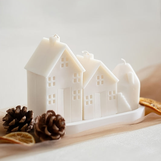 Molde de silicona para velas de casa pequeña, molde de resina de yeso hecho a mano para crear moldes perfumados.