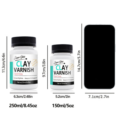 Barniz de arcilla con pinceles, barniz acrílico, esmalte de arcilla de secado al aire.